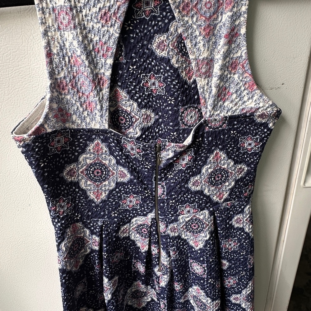 Kohl's Navy and Pink Patterned Dress
